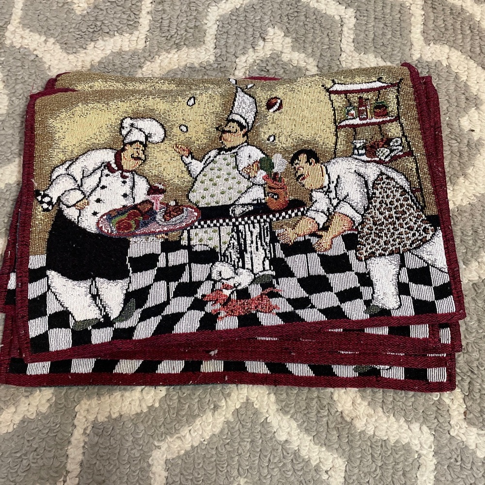 Set of 5 Tapestry Placemats 3 FAT CHEFS IN THE KITCHEN